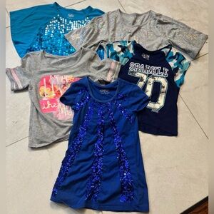 5 Girls sz 12 Justice Kids Colorful Short Sleeve Tees Shirts Tops Back to School